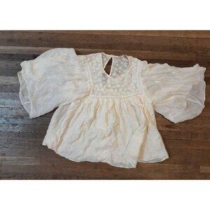 Zara Boho Embroidered Crochet Babydoll Size Small Coquette Fairy Princess Top